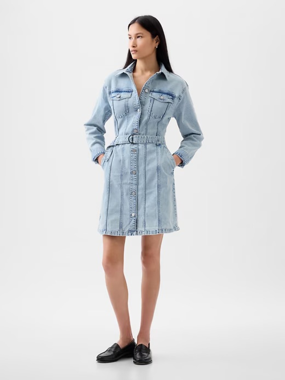 GAP Tall Belted Denim Mini Dress - Picture 2 of 9